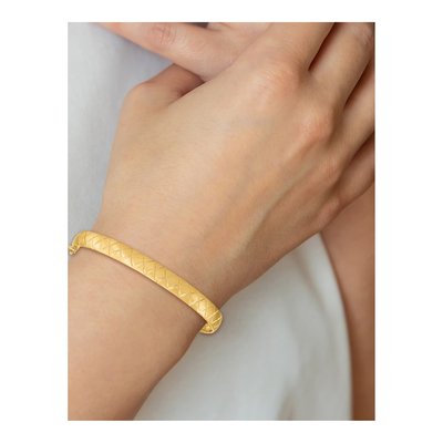 14K Yellow Gold X-Pattern Oval Flexible Bangle Bracelet – view 4