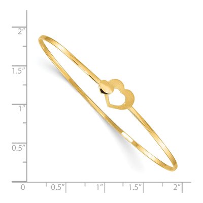 14K Yellow Gold Two Hearts Bangle Bracelet – view 4