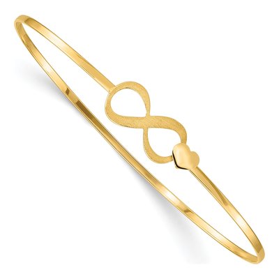 14K Yellow Gold Infinity Heart Bangle Bracelet