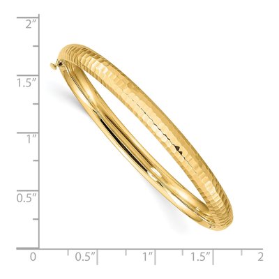 14K Yellow Gold Hammered Hinged Childrens Bangle Bracelet – view 4