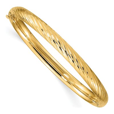 14K Yellow Gold Textured Children's Bangle Bracelet