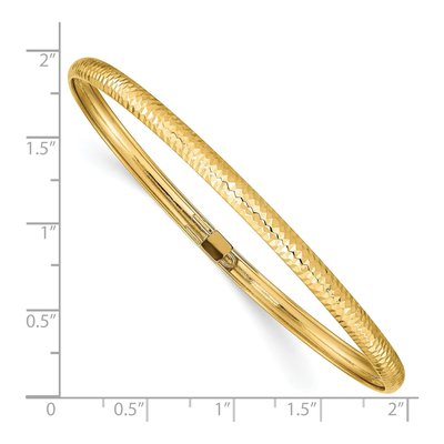 14K Yellow Gold Textured Oval Bangle Bracelet – view 4