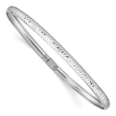 14K White Gold Flexible Oval Bangle Bracelet