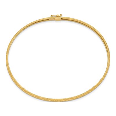 14K Yellow Gold Diamond-Cut Oval Bangle Bracelet – view 2