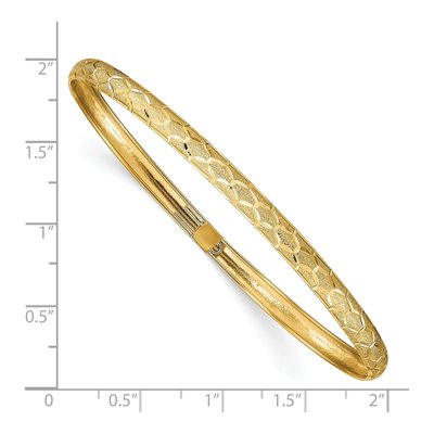 14K Yellow Gold Diamond-Cut Oval Bangle Bracelet – view 3