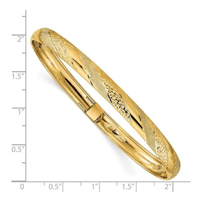 14K Yellow Gold Flexible Diamond-Cut Oval Bangle Bracelet – view 4