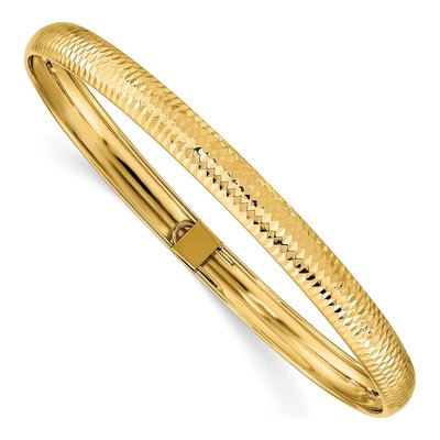 14K Yellow Gold Flexible Oval Bangle Bracelet