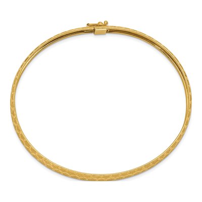 14K Yellow Gold Flexible Diamond-Cut Oval Bangle Bracelet – view 3