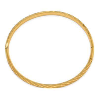 14K Yellow Gold Twisted Hinged Bangle Bracelet – view 3