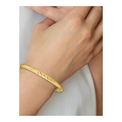 14K Yellow Gold Twisted Hinged Bangle Bracelet – view 5
