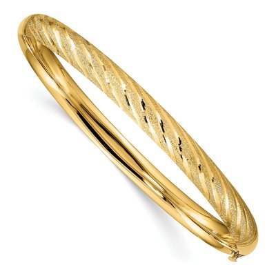 14K Yellow Gold Twisted Hinged Bangle Bracelet