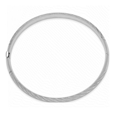 14K White Gold Twisted Hinged Bangle, 7.5" 6.2mm – view 3