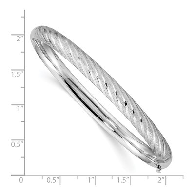 14K White Gold Twisted Hinged Bangle, 7.5" 6.2mm – view 4