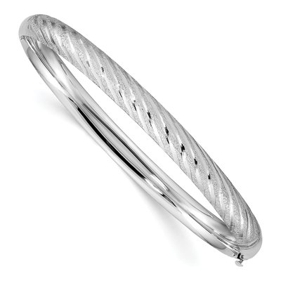 14K White Gold Twisted Hinged Bangle Bracelet