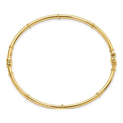 14K Yellow Gold Hinged Oval Bangle Bracelet – view 3