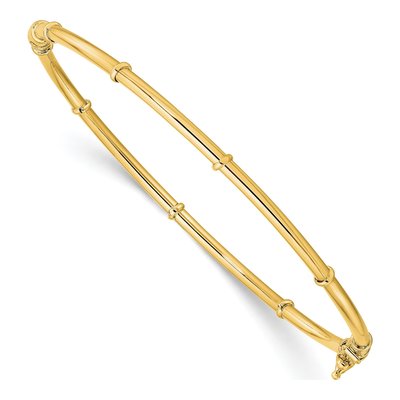 14K Yellow Gold Hinged Oval Bangle Bracelet