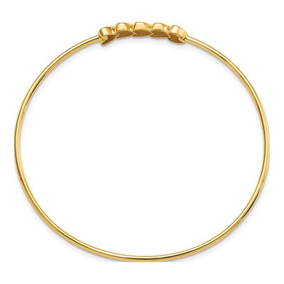 14K Yellow Gold Diamond-Cut Heart Bangle Bracelet – view 3
