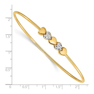 14K Yellow Gold Diamond-Cut Heart Bangle Bracelet – view 4