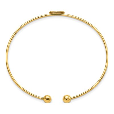 14K Yellow Gold Heart Oval Cuff Bracelet – view 3