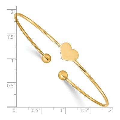 14K Yellow Gold Heart Oval Cuff Bracelet – view 4