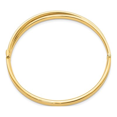 14K Yellow Gold Criss-Cross Hinged Oval Bangle Bracelet – view 3
