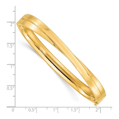 14K Yellow Gold Criss-Cross Hinged Oval Bangle Bracelet – view 4