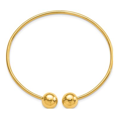 14K Yellow Gold Flexible Oval Cuff Bangle – view 3