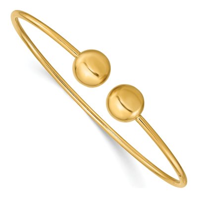 14K Yellow Gold Flexible Oval Cuff Bracelet