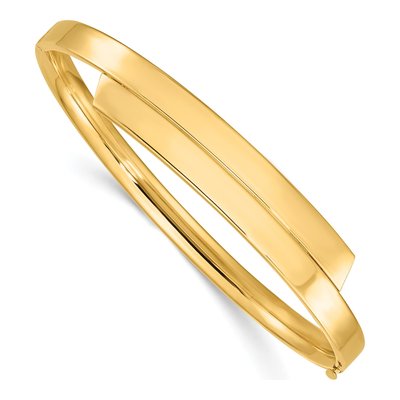 14K Yellow Gold Hinged Bypass Bangle Bracelet