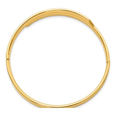 14K Yellow Gold Diamond-Cut Overlap Hinged Bangle Bracelet – view 3