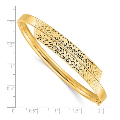14K Yellow Gold Diamond-Cut Overlap Hinged Bangle Bracelet – view 4