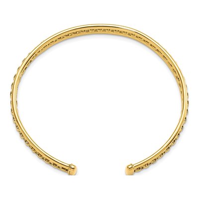 14K Yellow Gold Textured Oval Cuff Bracelet – view 3