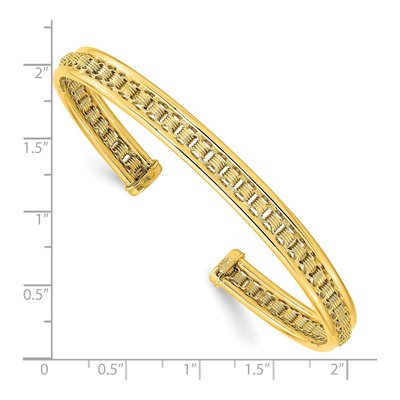 14K Yellow Gold Textured Oval Cuff Bracelet – view 4