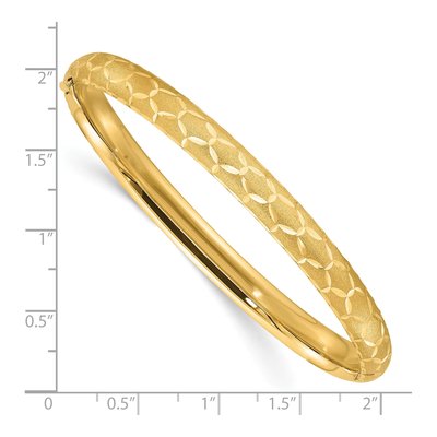 14K Yellow Gold Diamond-Cut Hinged Bangle Bracelet – view 4