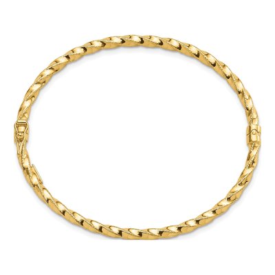 14K Yellow Gold Twisted Oval Bangle Bracelet – view 3
