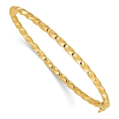 14K Yellow Gold Twisted Oval Bangle Bracelet