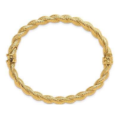 14K Yellow Gold Twisted Hinged Oval Bangle Bracelet – view 3