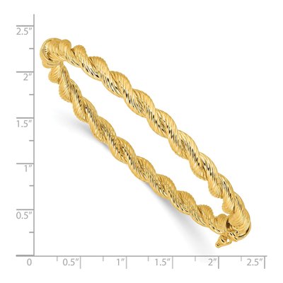 14K Yellow Gold Twisted Hinged Oval Bangle Bracelet – view 4