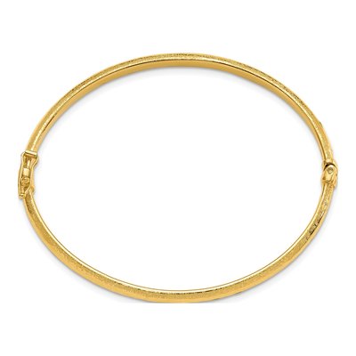 14K Yellow Gold Diamond-Cut Hinged Bangle Bracelet – view 3