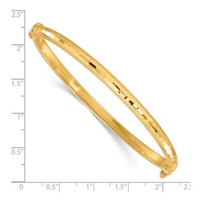 14K Yellow Gold Diamond-Cut Hinged Bangle Bracelet – view 4