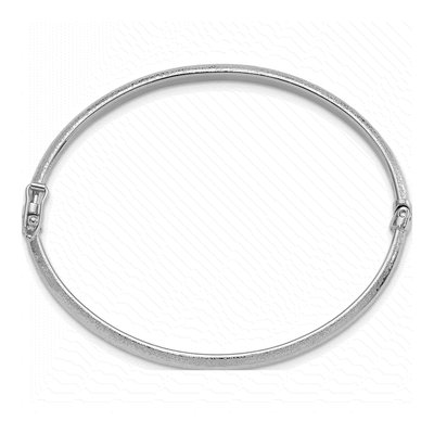 14K White Gold Diamond-Cut Hinged Bangle Bracelet – view 3