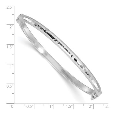 14K White Gold Diamond-Cut Hinged Bangle Bracelet – view 4
