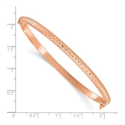 14K Rose Gold Diamond-Cut Hinged Bangle Bracelet – view 4