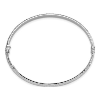 14K White Gold Diamond-Cut Oval Bangle Bracelet – view 3