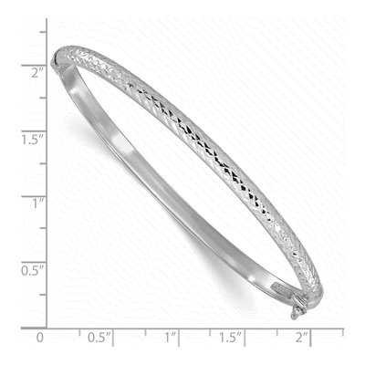 14K White Gold Diamond-Cut Oval Bangle Bracelet – view 4