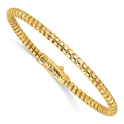 14K Yellow Gold Flexible Oval Bangle Bracelet