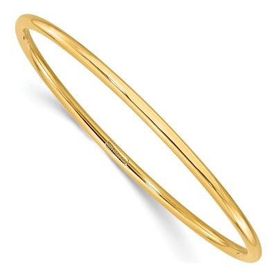 14K Yellow Gold Slip-On Round Bangle Bracelet