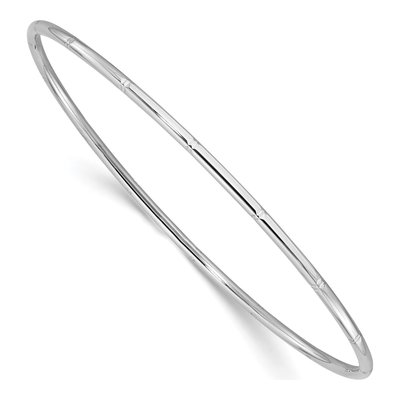 14K White Gold Diamond-Cut Slip-On Bangle Bracelet