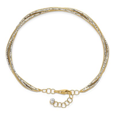 14K Two-Tone Gold Braided Flexible Oval Bangle Bracelet – view 3