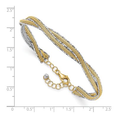 14K Two-Tone Gold Braided Flexible Oval Bangle Bracelet – view 4